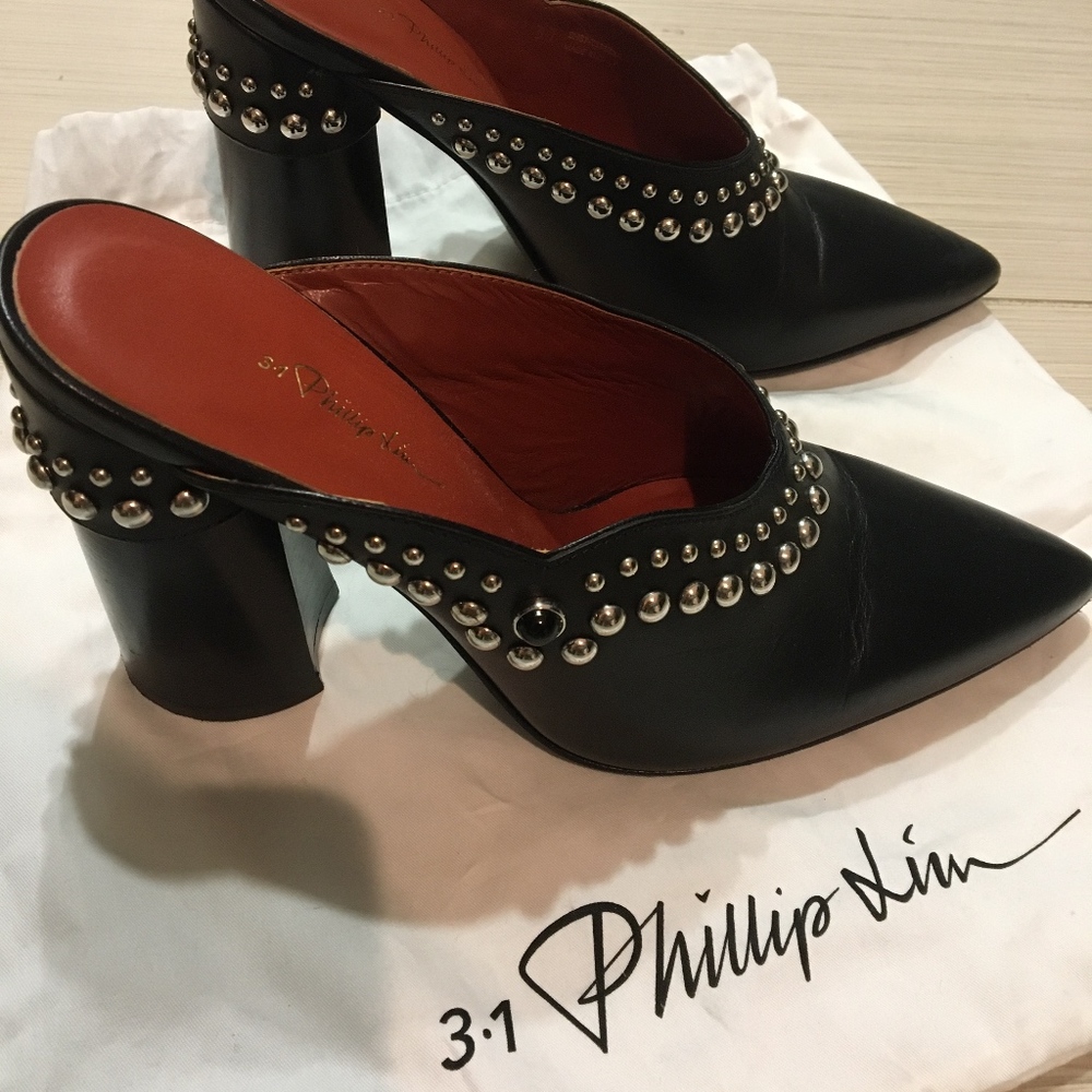 3.1 Phillip Lim Patsy Studded Leather Block Heel